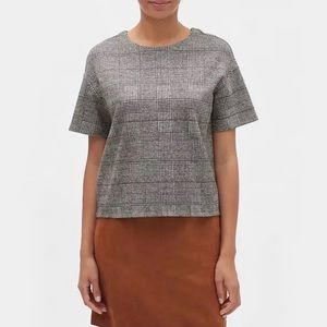 Banana Republic Factory Black & White Plaid Knit Top Blouse